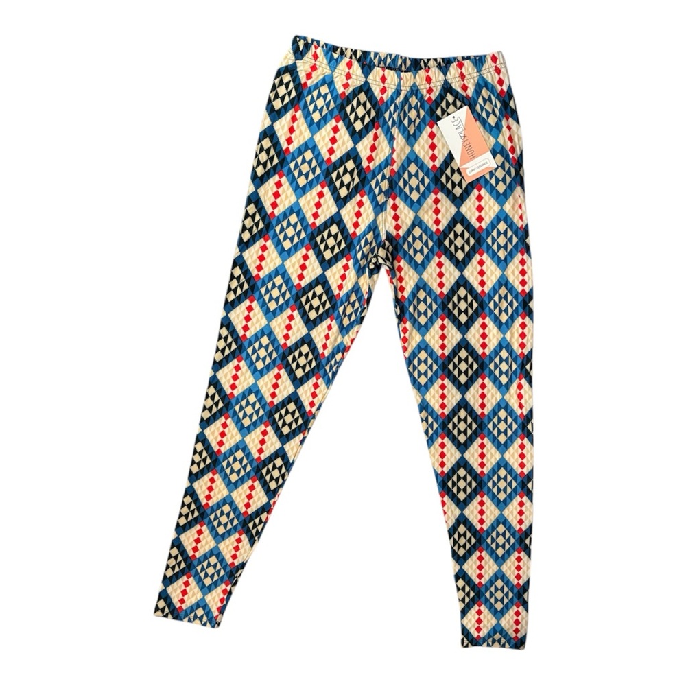 Honey and Lace Tall & Curvy Leggings, Geometric, Argyle print, sz XL